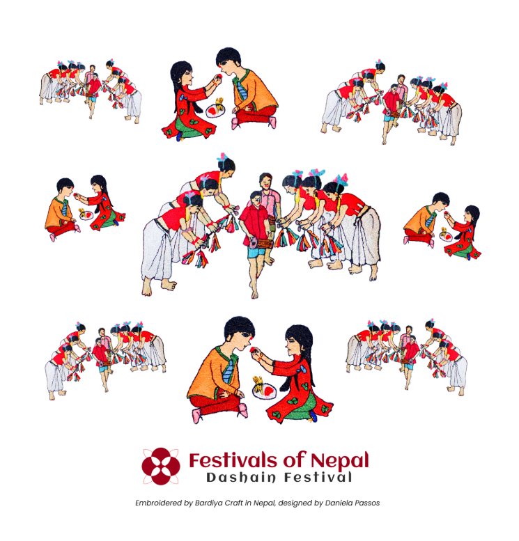 Dashain Festival Printed Tea Towel
