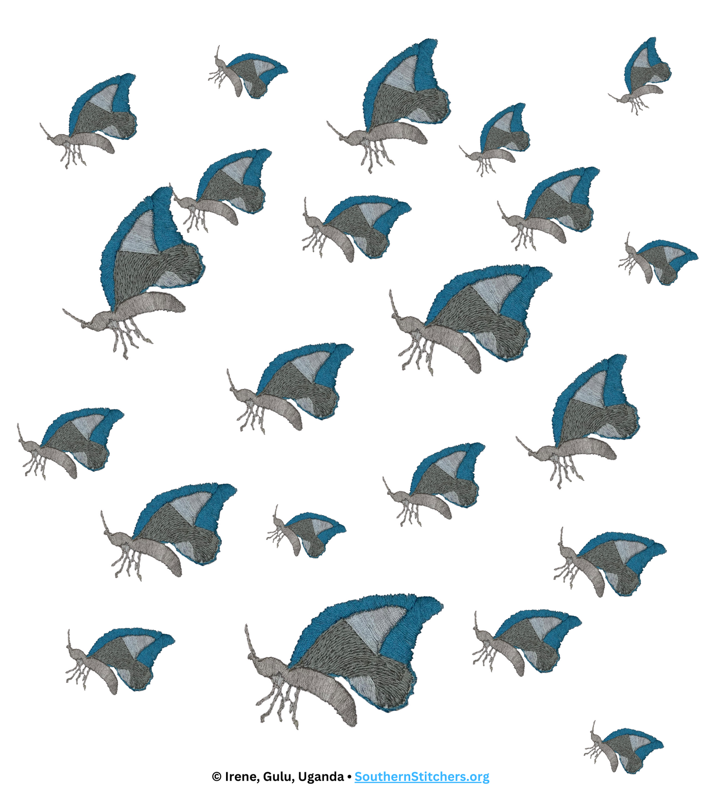Blue and gray butterfly towel