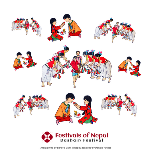 Dashain Festival Printed Tea Towel