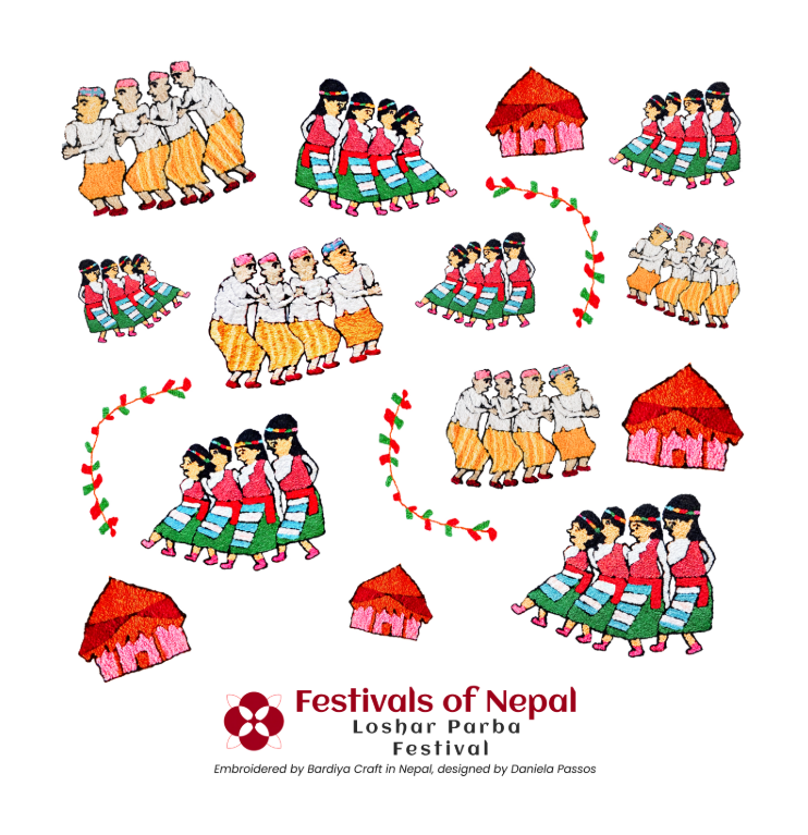 Loshar Parba Festival Printed Tea Towel