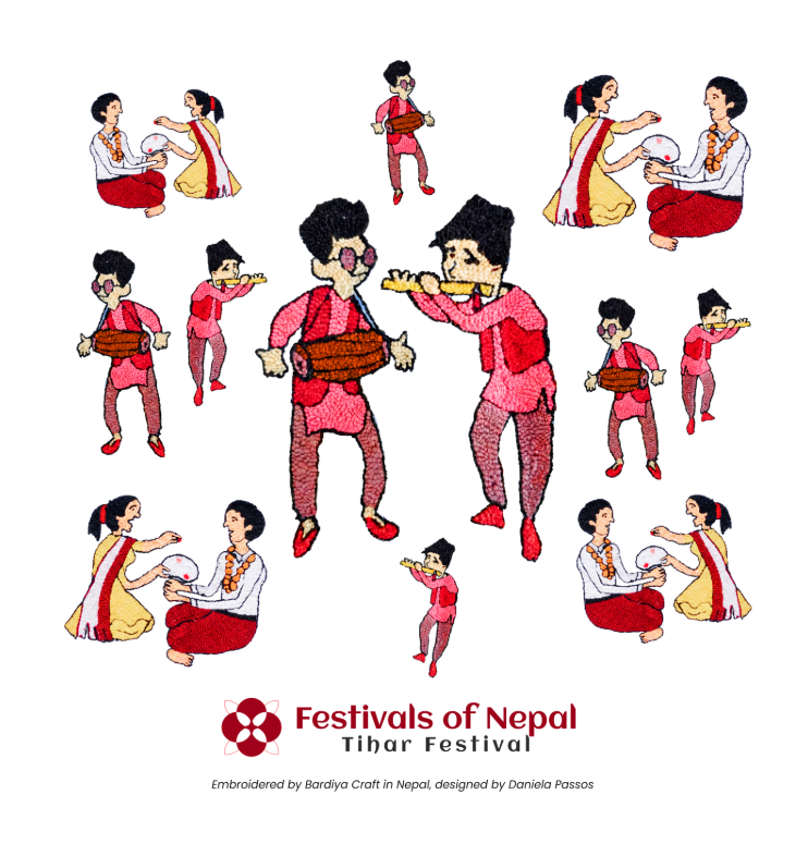 Tihar Festival Printed Tea Towel